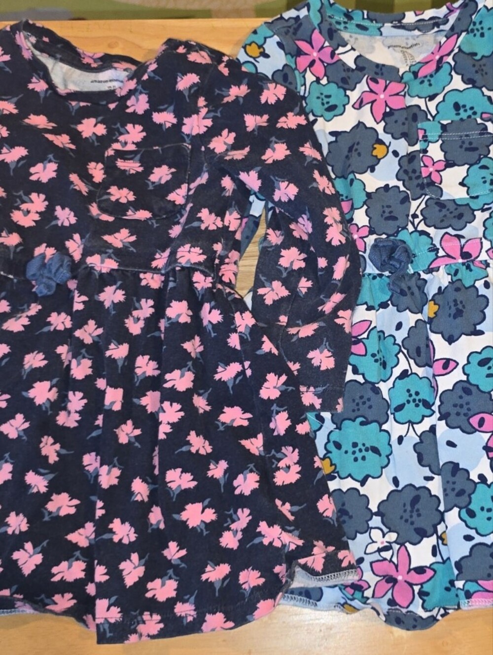 Amazon Essentials Girls Floral Top — Navy, Pink & Teal